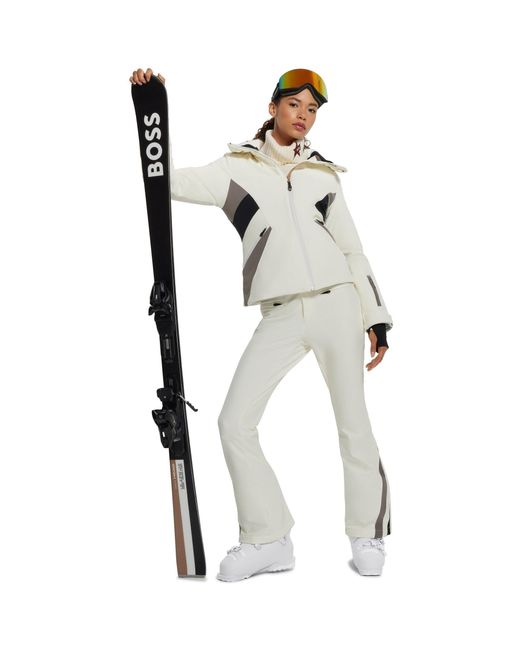 Boss White Weather-Resistant Ski Jacket