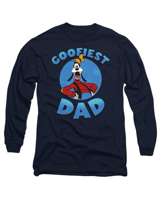 Disney Blue Mickey Mouse Friends Goofiest Dad Goofy Long Sleev for men