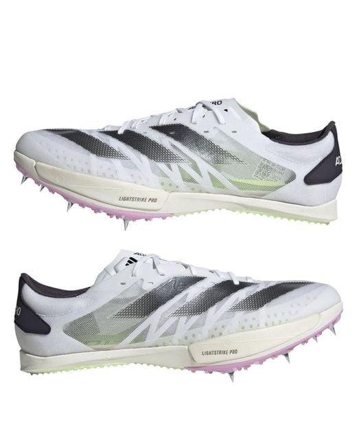 Adidas White Adizero Ambition Running Spikes for men