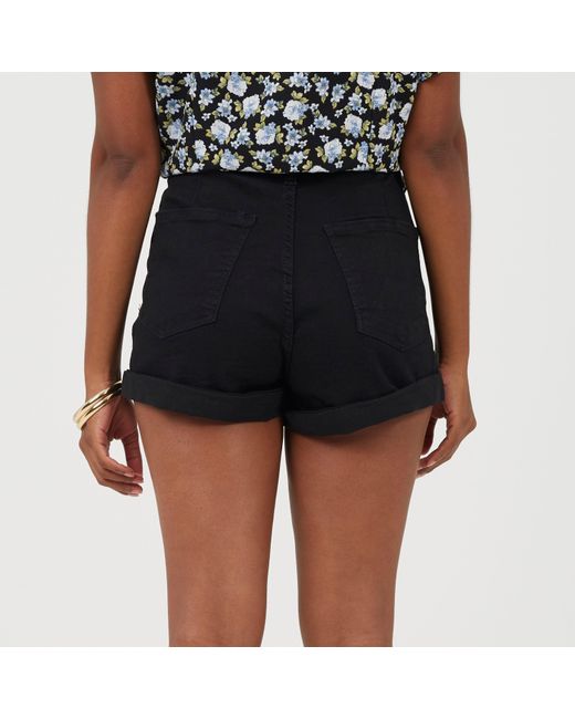 Brave Soul Black High Rise Denim Shorts With Pockets