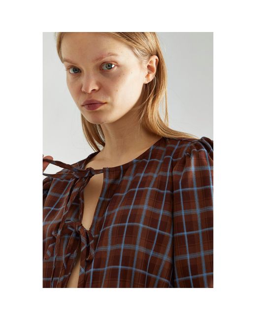 Glamorous Brown Check Tie-Front Mini-Dress