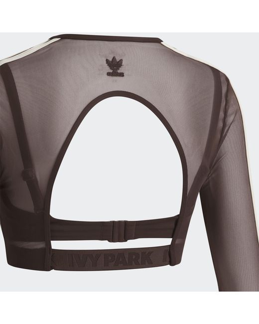 Adidas Originals Brown Long-Sleeve Crop Top