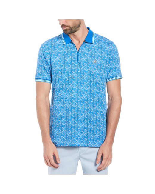 Original Penguin Blue Jacquard Short-Sleeve Polo Shirt for men