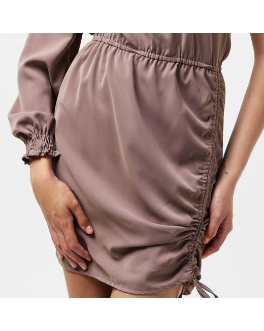AX Paris Brown Mushroom One Sleeve Ruched Side Mini Dress