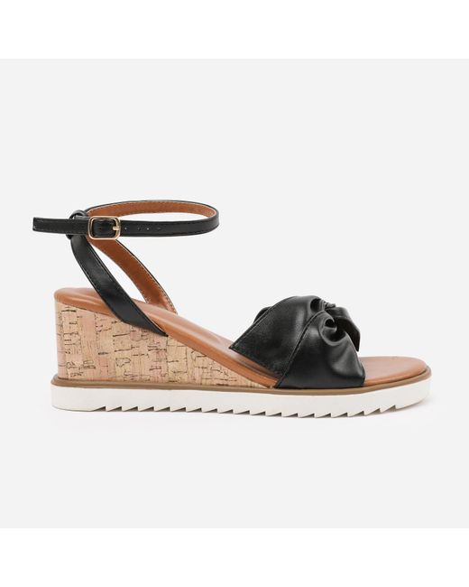 Where's That From Black Pu Katara Knot Detail Wedge Shoes