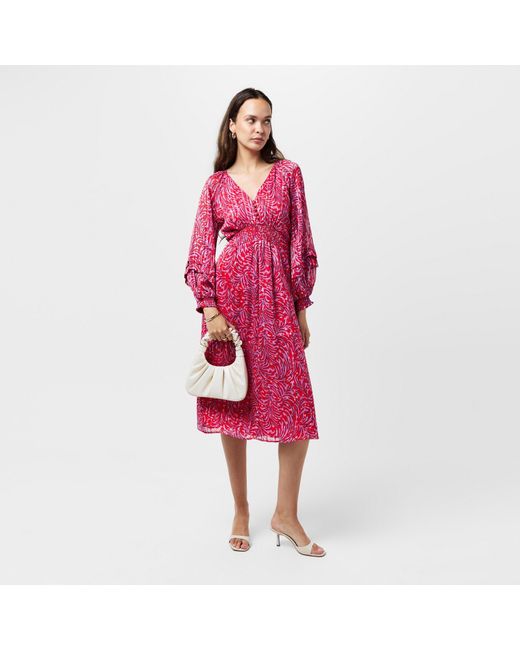 French Connection Red Calista Midi A-Line Dress