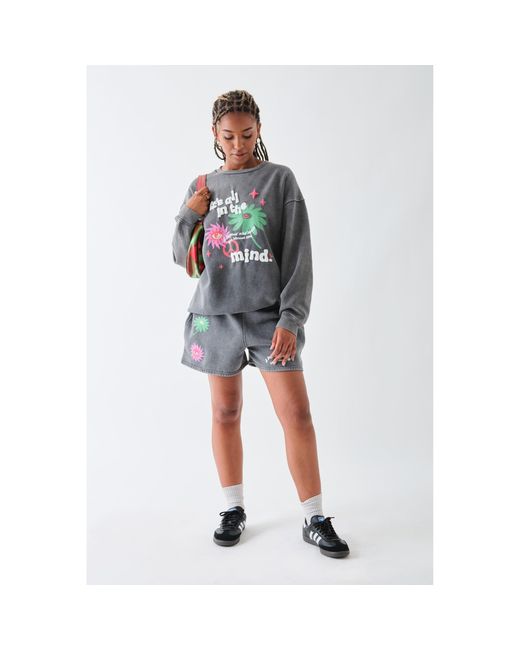 Daisy Street Gray Puff Print Fleece Jogger Shorts