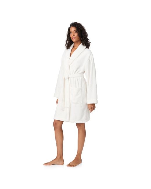 DKNY White Plush Relaxed Fit Dressing Gown