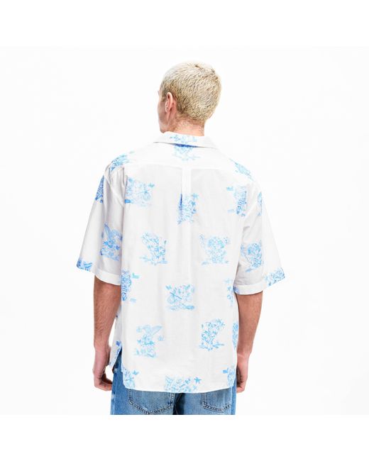 KENZO Blue Short Sleeve Patterned Shirt for men