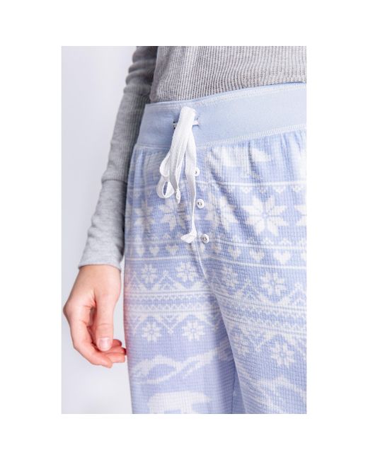 Pj Salvage Blue Snowflake Cuffed Pant