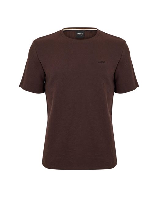 Boss Brown Bodywear Waffle T-Shirt With Structured Design for men