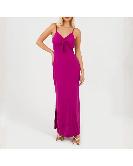 Brave Soul Purple Tie Front Cami Maxi Dress