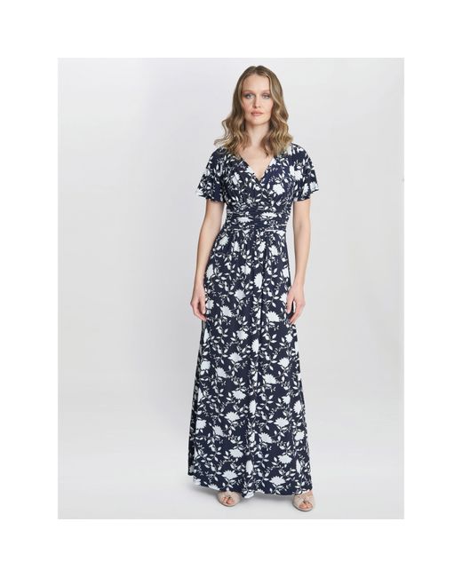 Gina Bacconi Blue Faye Jersey Party Maxi Dress
