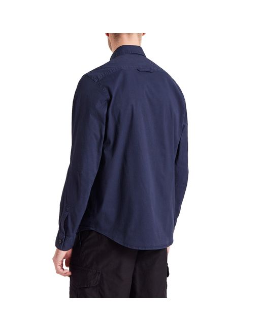 Paul Smith Blue Utility Long-Sleeve Plain Shirt for men