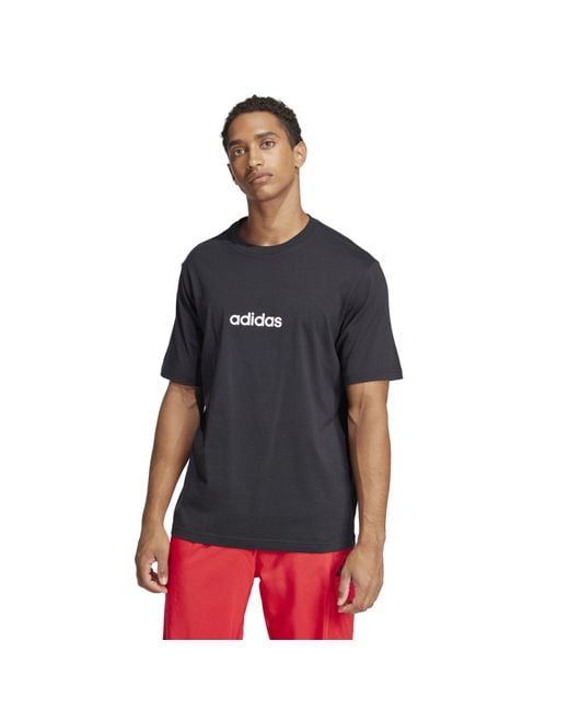 Adidas Black Essentials Single Jersey Logo T-Shirt for men