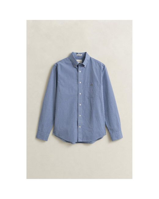 Gant Blue Gingham Long Sleeve Patterned Shirt for men