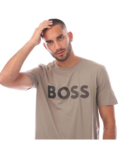 Boss Brown Large Logo T-Shirt for men