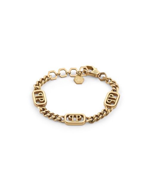 Philipp Plein Metallic Plein Lettering Chain Bracelet for men