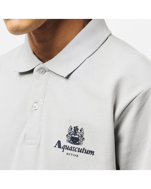 Aquascutum Gray Button Polo Shirt for men