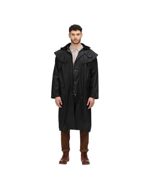 Regatta Black Cranbrook Wax Cotton Riding Quilted Jacket for men
