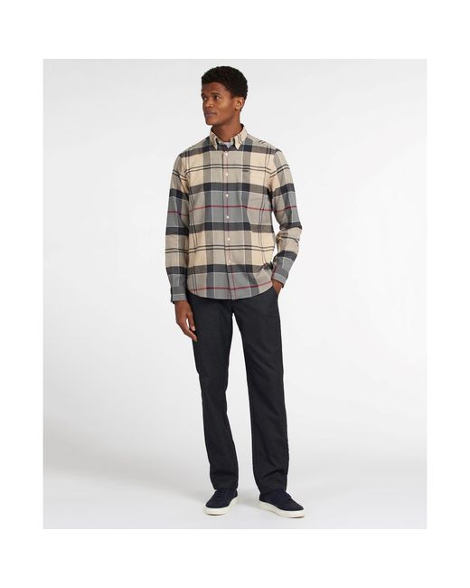 Barbour Gray Edderton Long Sleeve Patterned Shirt for men