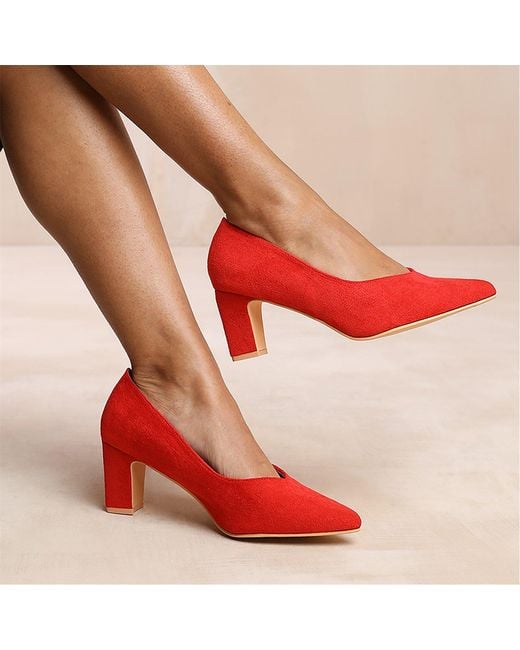 Where's That From Red Serena Extra Wide Fit Block Heel With Pointed Toe