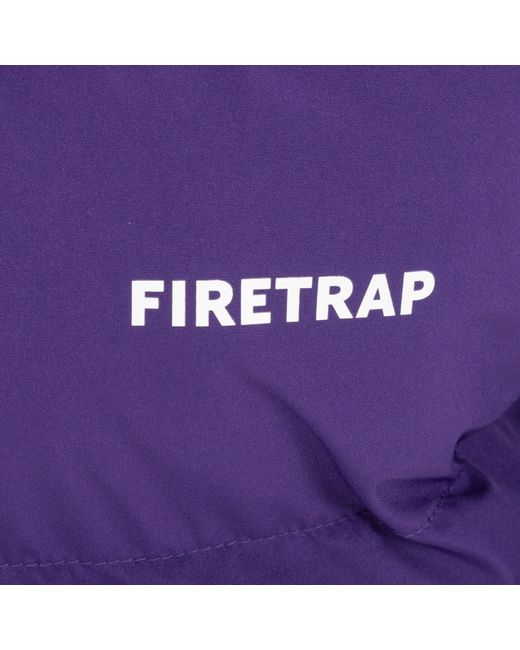 Firetrap Purple Full Zip Funnel Neck Long Sleeve Puffer Jacket for men