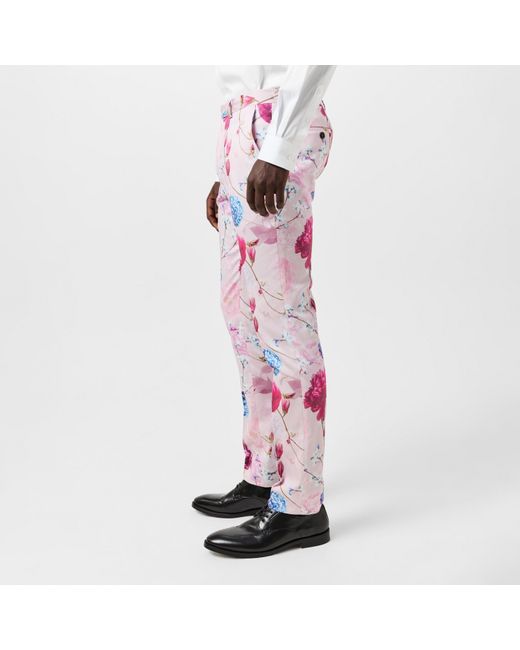 Twisted Tailor Pink Russell Skinny Fit Tapered Trousers for men