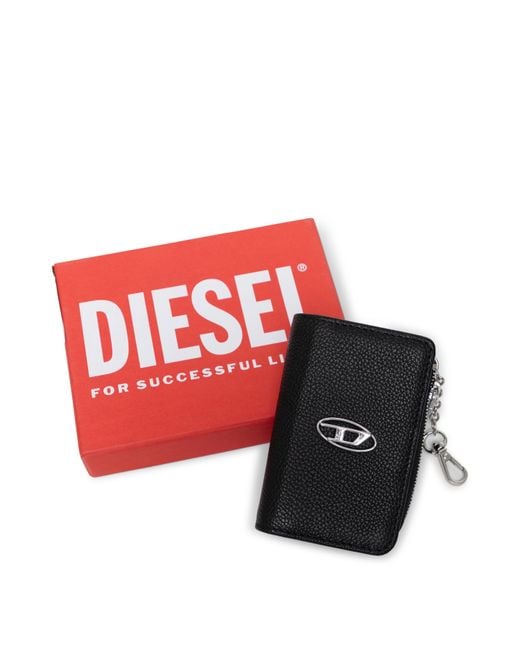 DIESEL Black L-Zip Keyring for men