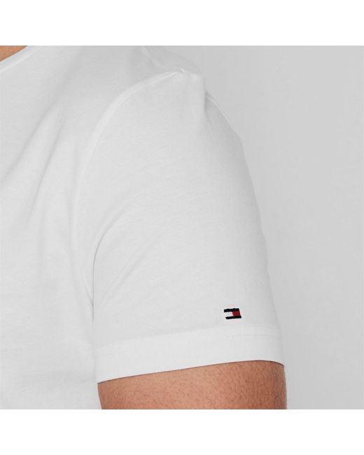 Tommy Hilfiger White Logo Crew Neck T Shirt for men