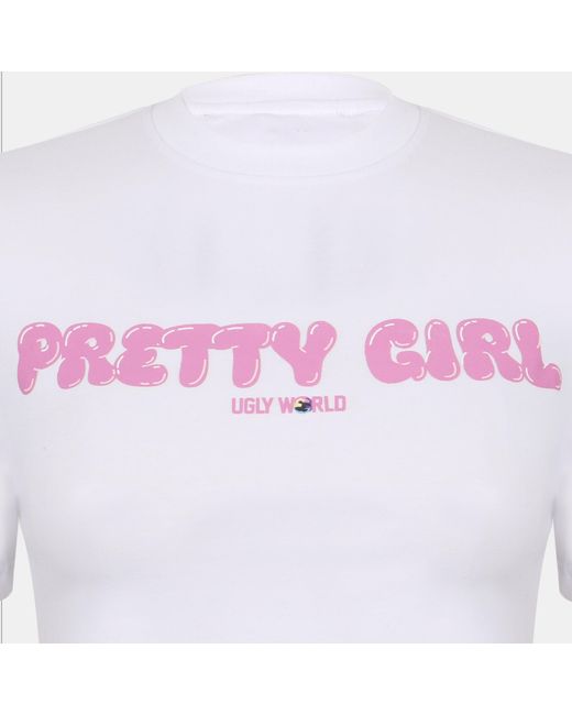 PRETTY BOY UGLY WORLD Pink Cotton Short Sleeve Slim Fit Baby Tee
