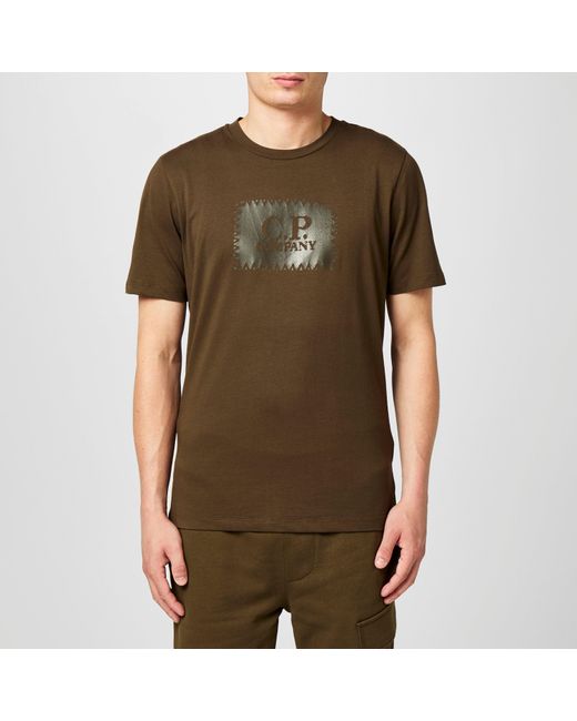 C P Company Green Block Logo Regular Fit T-Shirt for men