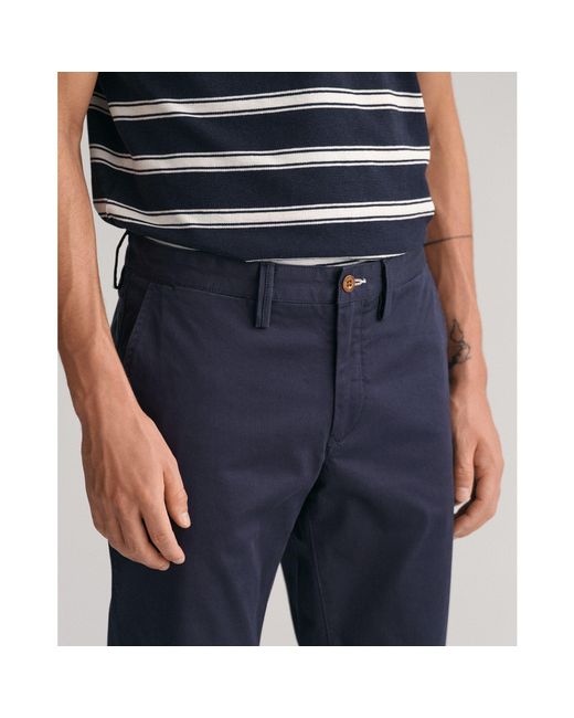 Gant Blue Slim Fit Twill Chinos for men