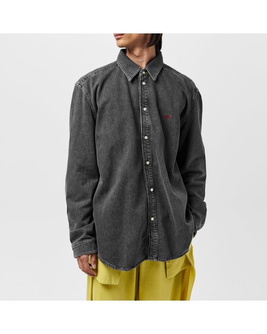 DIESEL Gray Long-Sleeve Denim Shirt for men