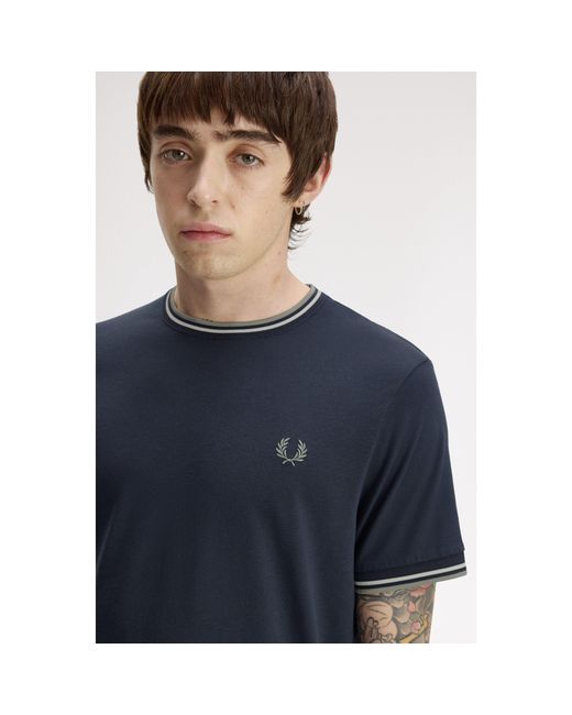 Fred Perry Blue Twin Tipped T-Shirt for men