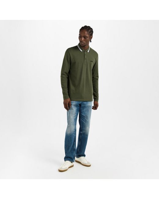 Boss Green Plisy Long Sleeve Polo Shirt With Logo Detail for men
