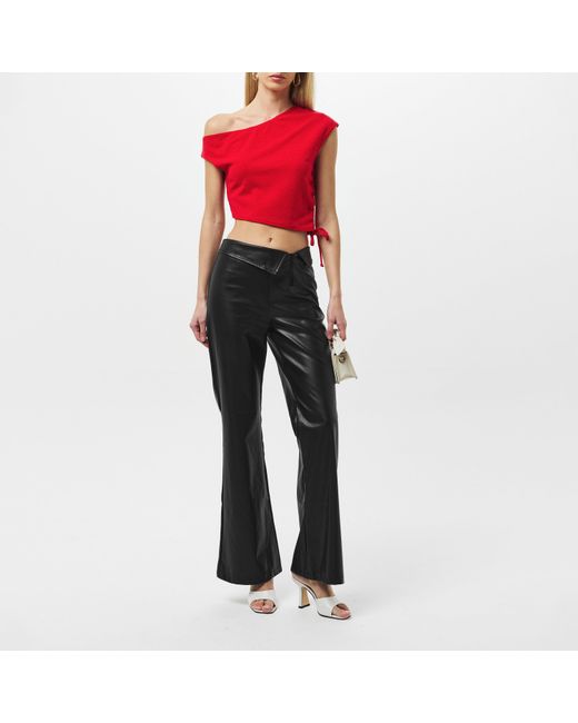 Missy Empire Red Off The Shoulder Ruched Crop Top