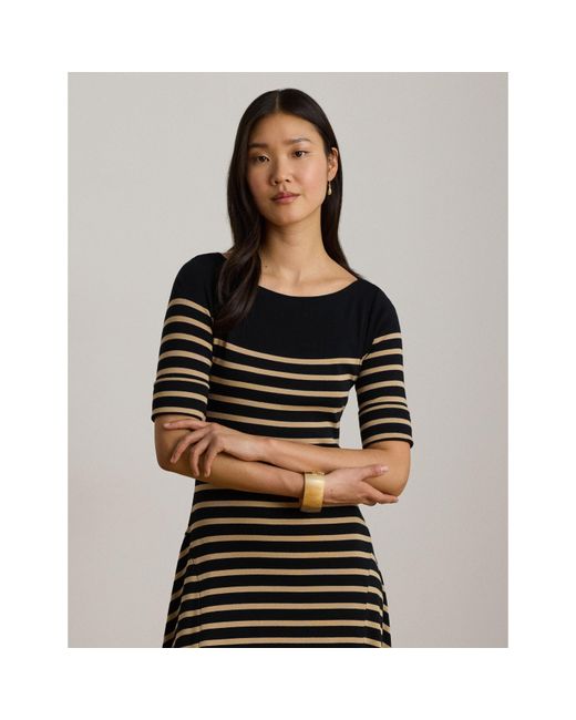 Ralph Lauren Black Boat-Neck Jersey Midi Dress