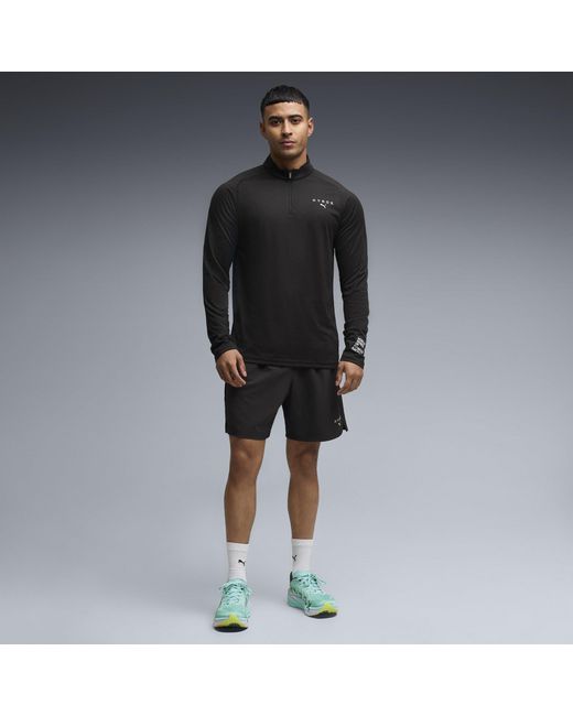 PUMA Black Hyrox 1/4 Zip Long Sleeve Top for men