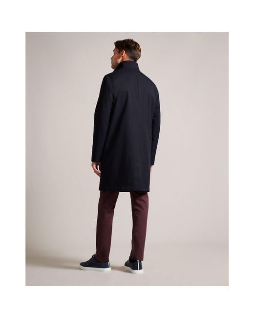 Ted Baker Blue Funnelcoat Overcoat for men