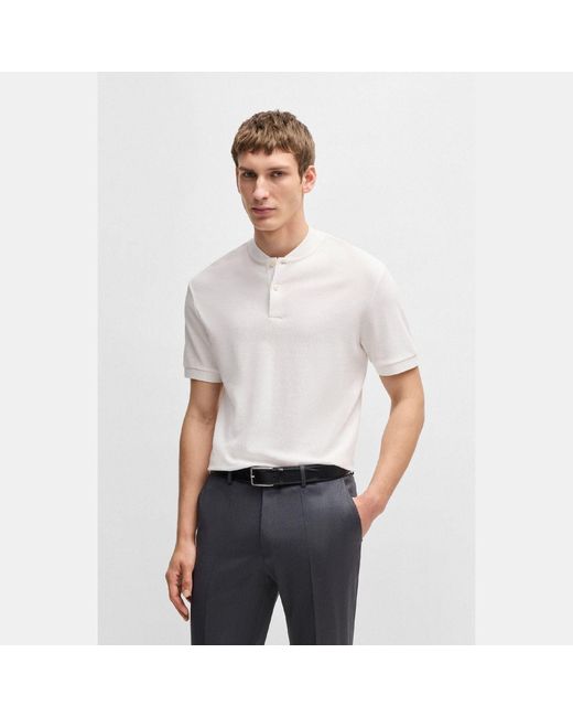 Boss Gray H-Pratt 120 Collarless Polo Shirt for men
