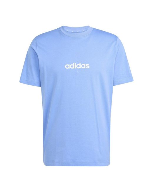 Adidas Blue Essentials Single Jersey Logo T-Shirt for men