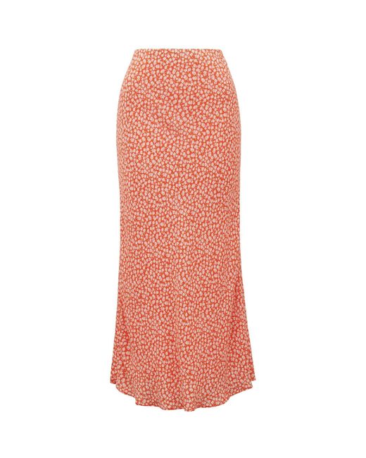 Forever New Orange Posy Bias Maxi Skirt