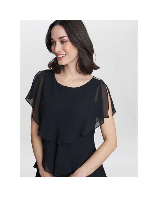 Gina Bacconi Blue Tessa Midi Tiered Cocktail Dress