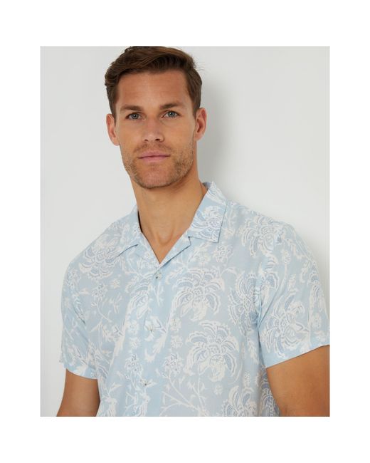 Threadbare Blue Short-Sleeve Patterned Shirt for men