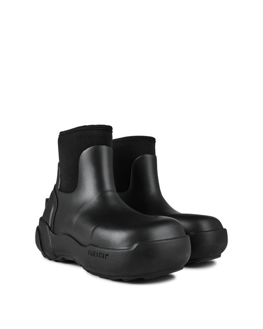 Ambush Black Rubber Flat Ankle Boots for men