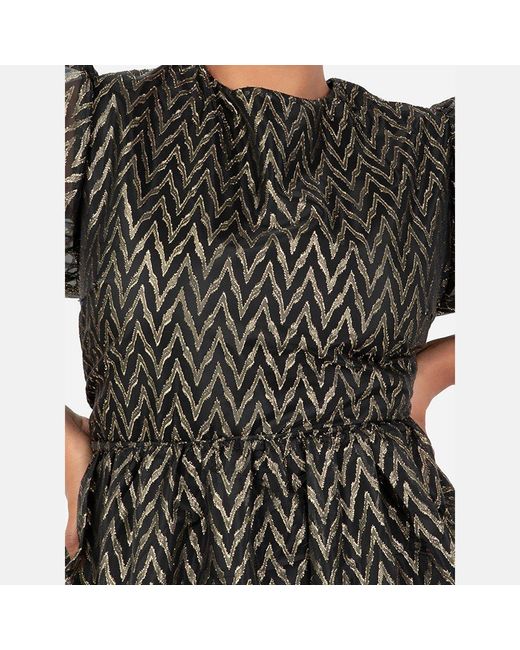 Lovedrobe Black Metallic Zig-Zag Tie-Back Midi Dress