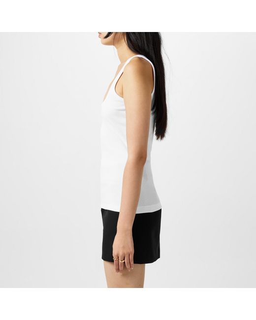 Versace White 90S Vintage Logo Ribbed Tank Top
