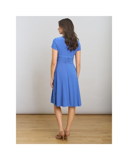 Gina Bacconi Blue Deborah Jersey Dress With Diamonte Trim