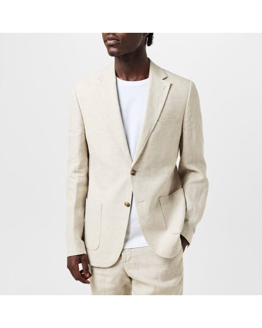 Without Prejudice Natural Frith Slim Fit Linen Jacket for men